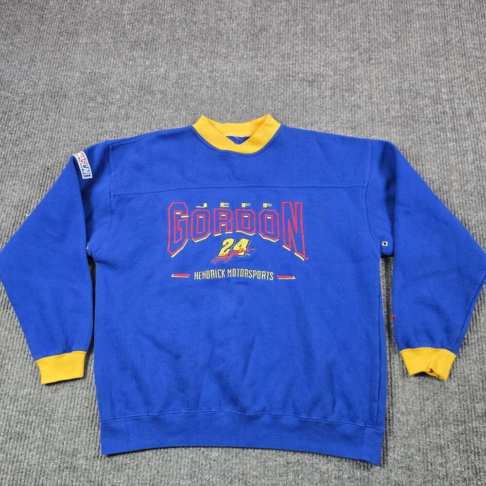 Vintage 90s Jeff Gordon Sweatshirt Mens XL Blue Pullover Crewneck Fleece Racing